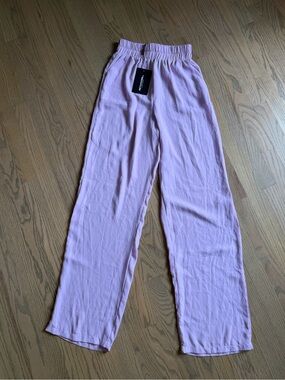 PrettyLittleThing Lilac Elastic Waist Wide Leg Trousers